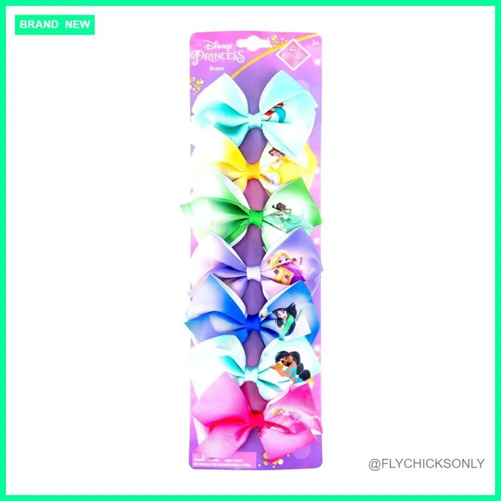 7-Piece Disney Princess Hair Bow Clip Set for Girls Ages 3+